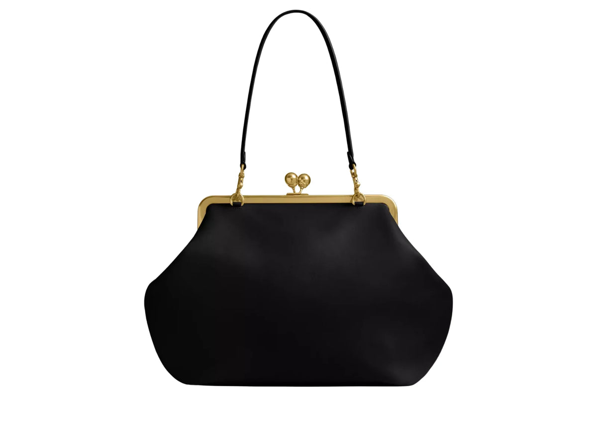 Large Kisslock Frame Bag Brass/Black