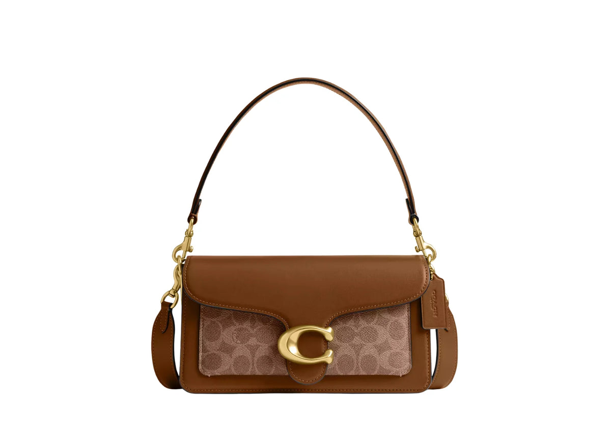 Tabby Shoulder Bag 26 In Signature Canvas Brass/Tan Brown