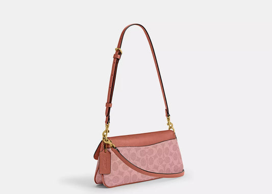 Jet Shoulder Bag In Signature Canvas Brass/Khaki Saddle