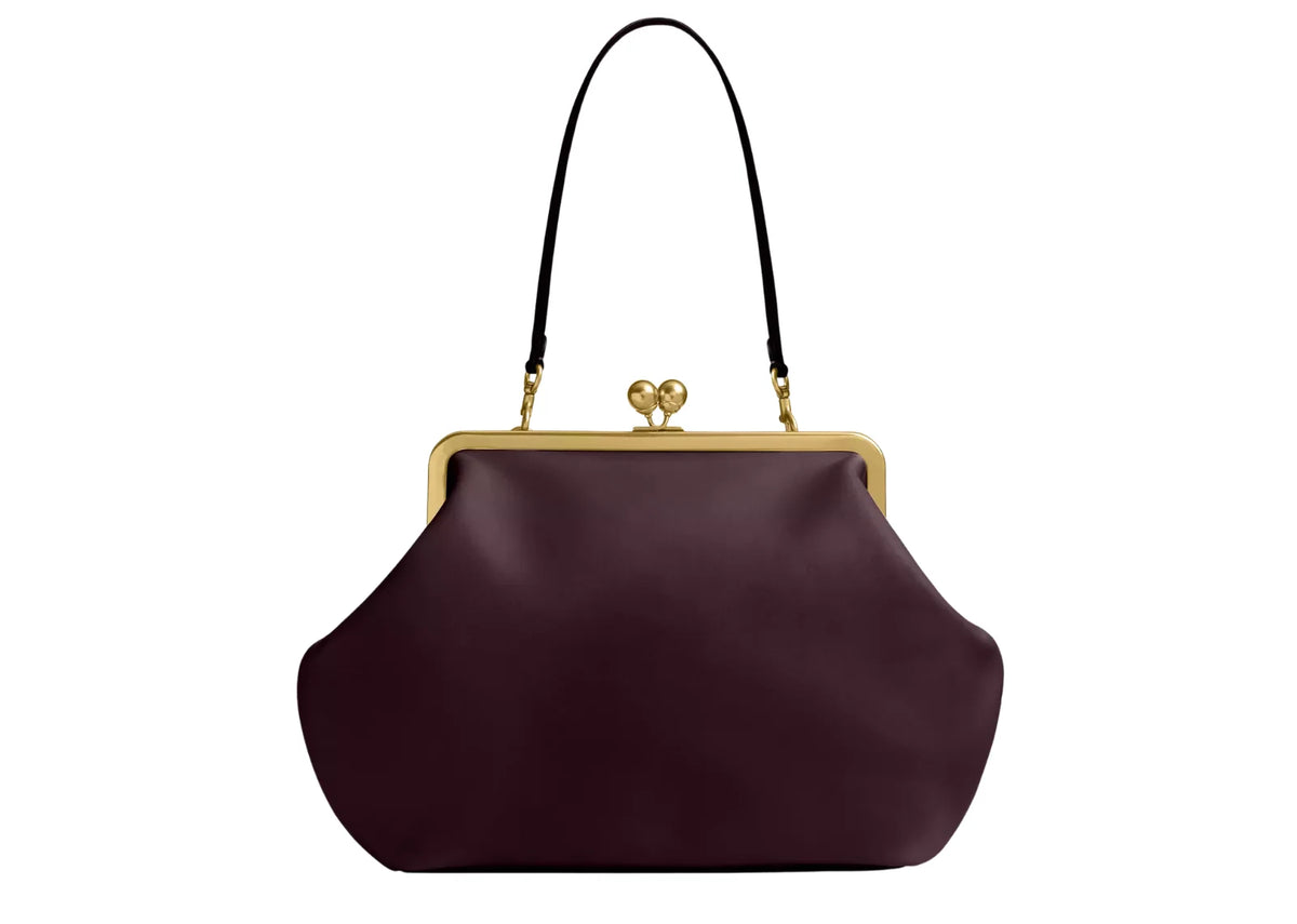 Large Kisslock Frame Bag Brass/Black Currant