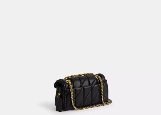 Tabby Shoulder Bag 20 Pillow Quilting Brass/Black
