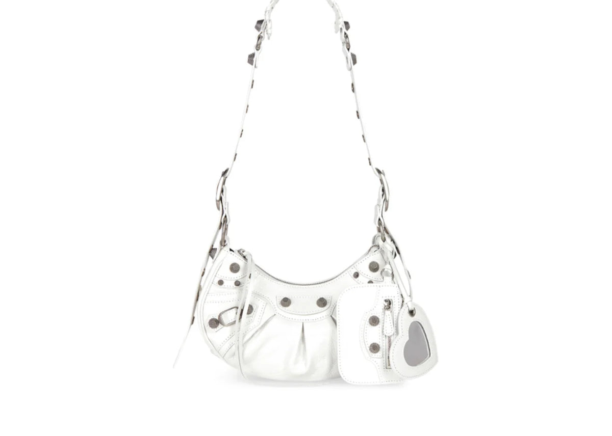 Cagole Shoulder Bag in Patent Fabric 'White'
