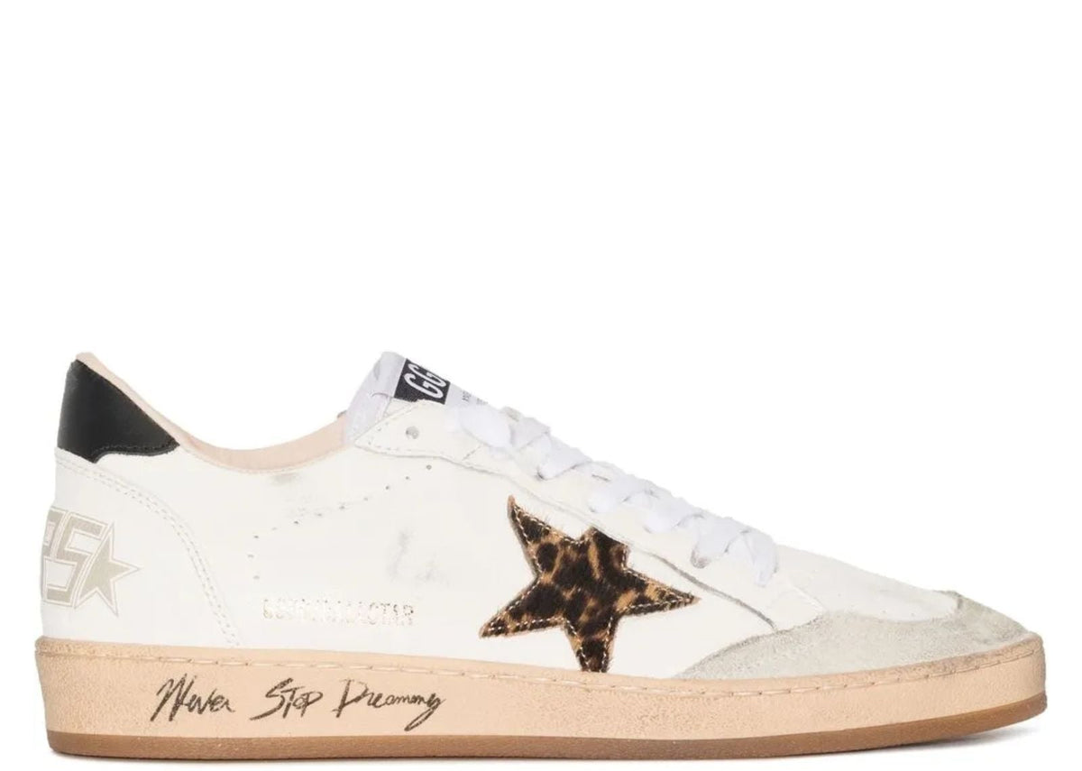 Golden Goose Ball-Star Leopard Print Pony Skin Star Black Heel - Women's