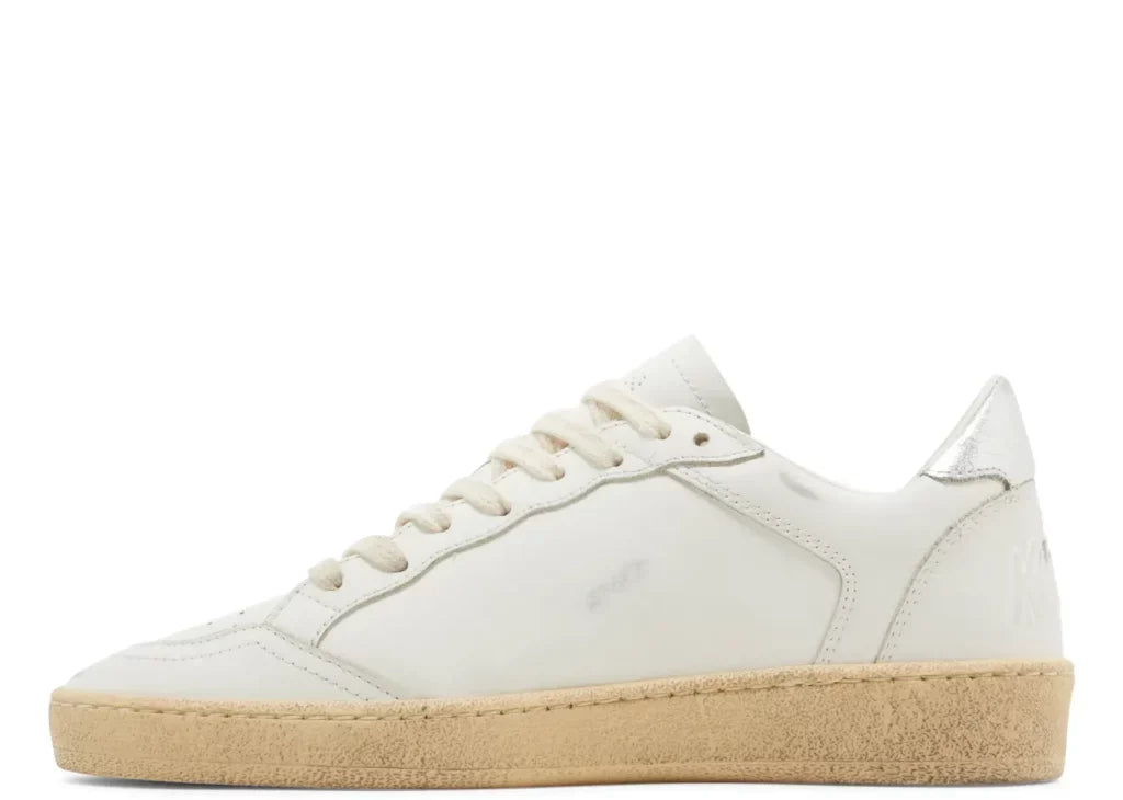Davenzarry | Golden Goose Ball-Star White Leather Gray Suede Star Silver Heel - Women's | View 7