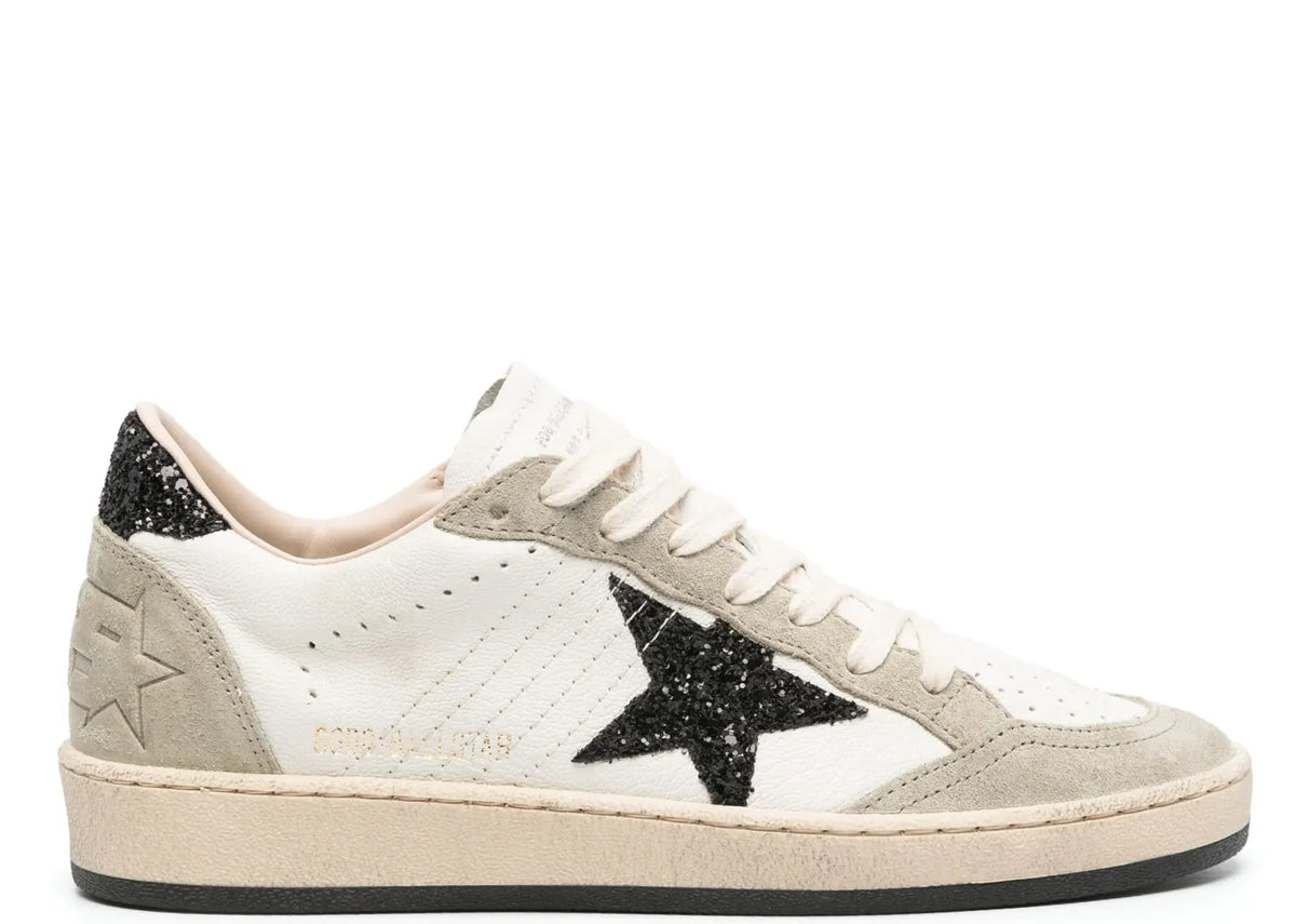 Davenzarry | Golden Goose Ball-Star White Nappa Black Glitter Star Heel - Women's | View 1