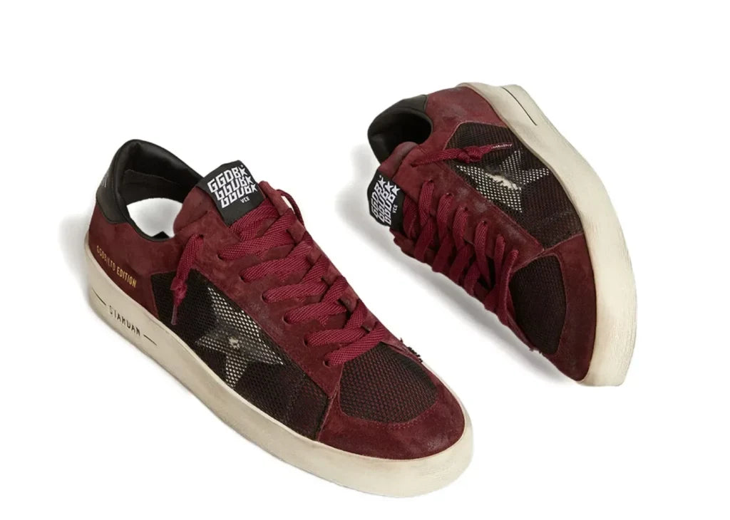 Davenzarry | Golden Goose Stardan Bordeaux Black Suede Mesh | View 5