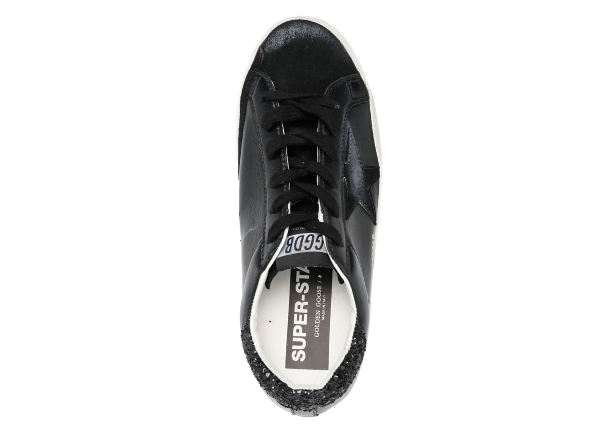 Davenzarry | Golden Goose Super-Star Black Nappa Black Star Black Glitter Heel - Women's | View 4