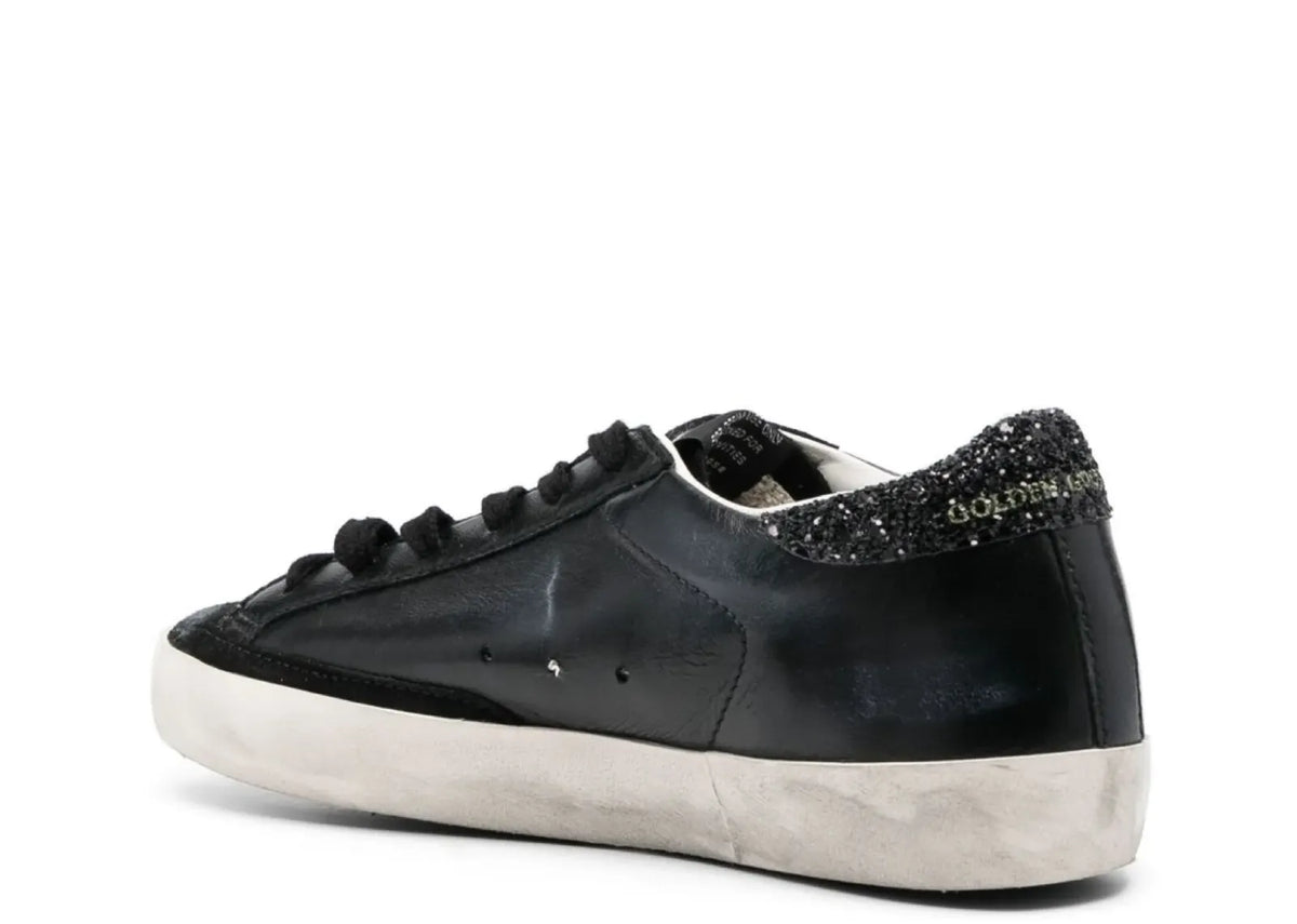 Davenzarry | Golden Goose Super-Star Black Nappa Black Star Black Glitter Heel - Women's | View 3