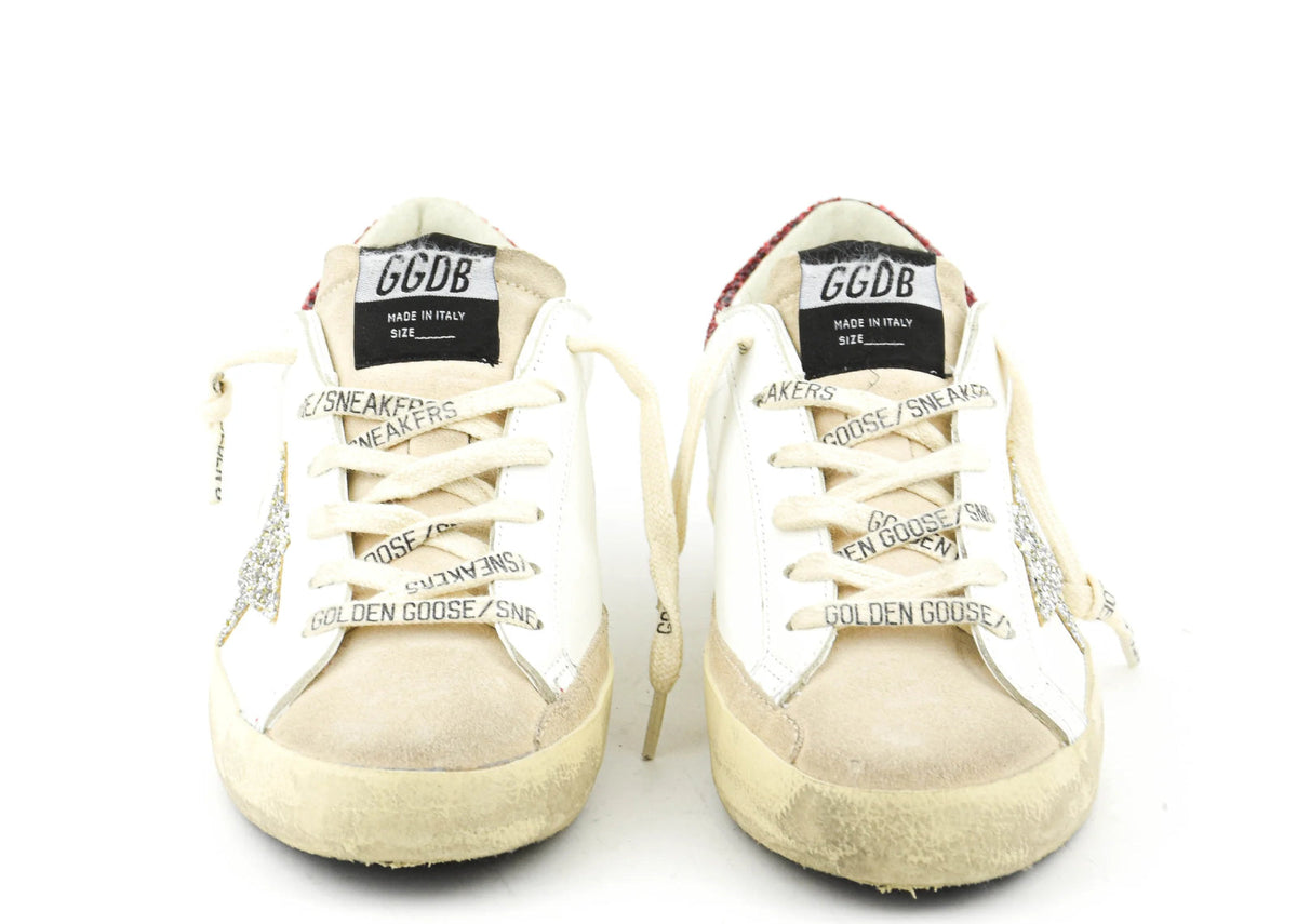 Davenzarry | Golden Goose Super-Star Bordeaux Silver Glitter - Women's | View 4