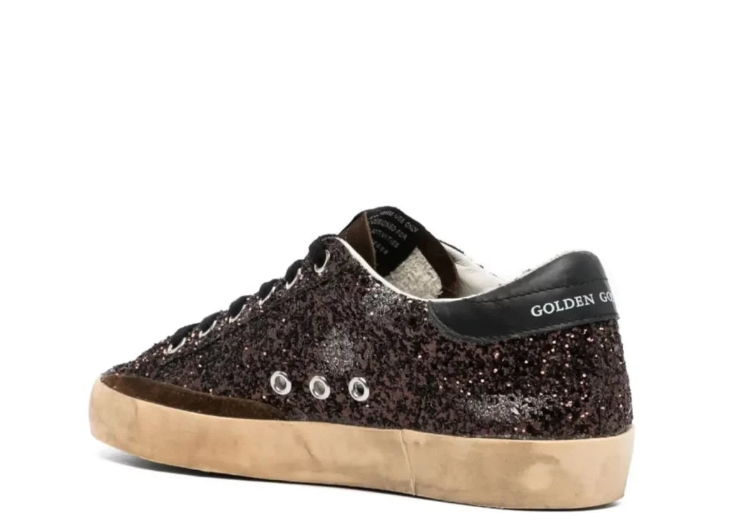Davenzarry | Golden Goose Super-Star Dark Brown Glitter - Women's | View 6