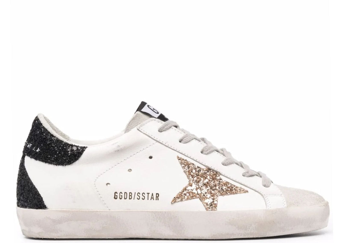Davenzarry | Golden Goose Super-Star Gold Glitter Star Black Glitter Heel - Women's | View 1