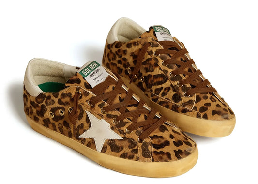 Davenzarry | Golden Goose Super-Star Leopard Pony Skin Milk White Star Heel - Women's | View 2