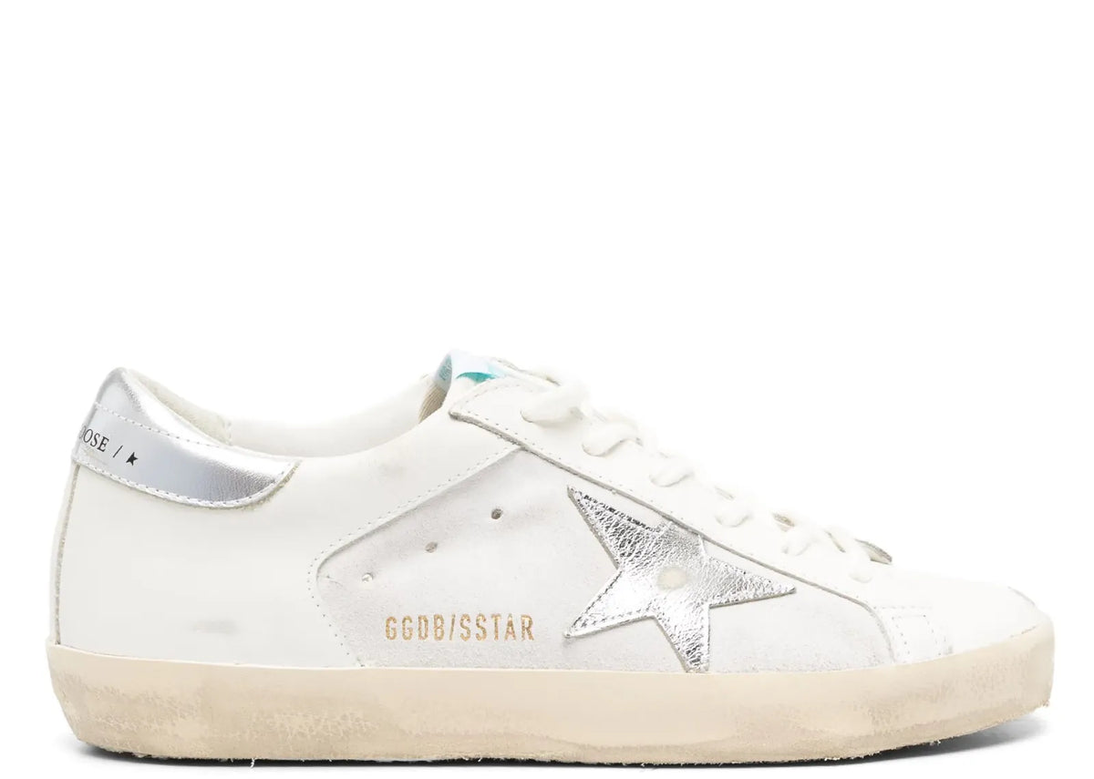Davenzarry | Golden Goose Super-Star Off White Silver Gold Star Heel - Women's | View 1