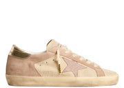 Davenzarry | Golden Goose Super-Star Pale Pink Beige Suede Crystal Star Platinum Heel - Women's | View 1