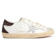 Davenzarry - Women's Golden Goose Super-Star Silver Star Brown Glitter Heel - Image 1