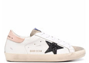 Davenzarry | Golden Goose Super-Star White Leather Black Glitter Star Rose Heel - Women's | View 1