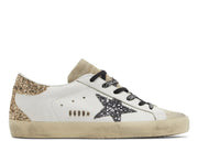 Davenzarry - Women's Golden Goose Super-Star White Leather Multicolor Glitter Star Heel - Image 1