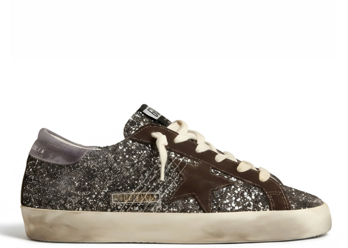 Golden Goose Super-Star Brown Suede Glitter - Women's