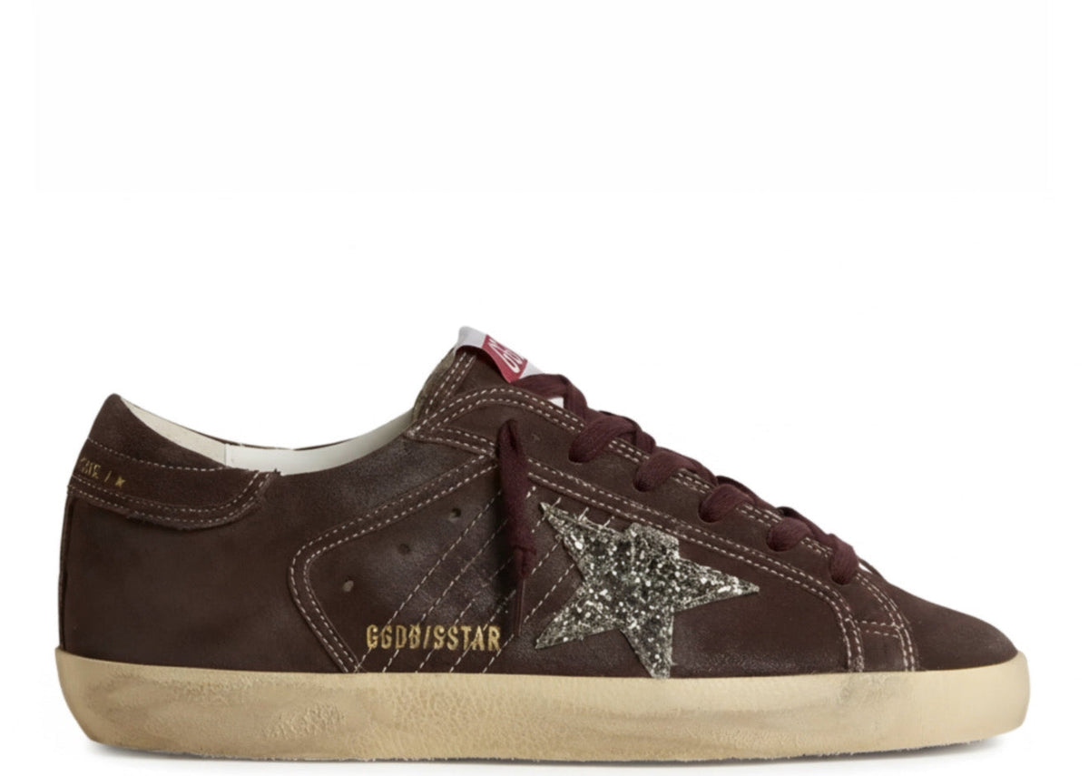 Golden Goose Super-Star Brown Crack Upper Glitter
