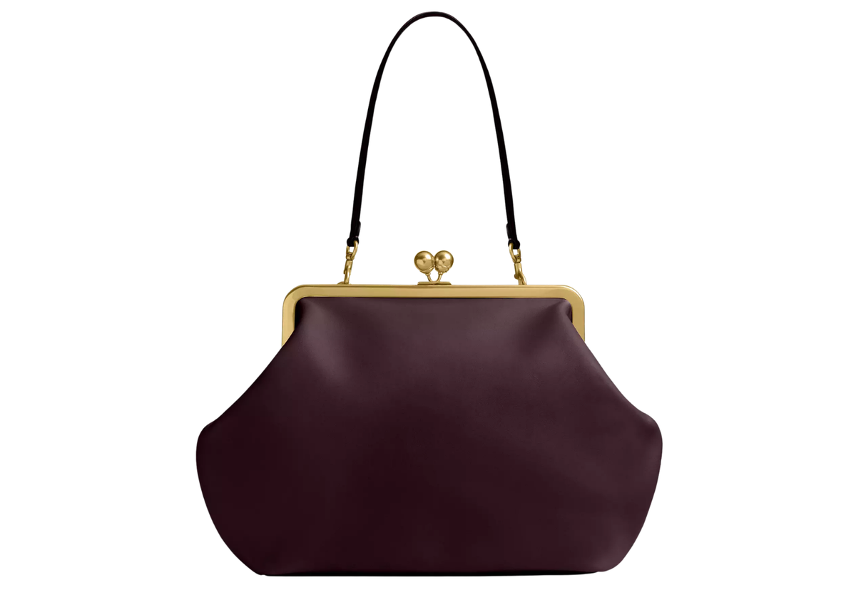 Davenzarry | Coach Large Kisslock Frame Bag Brass/Black Currant | View 1