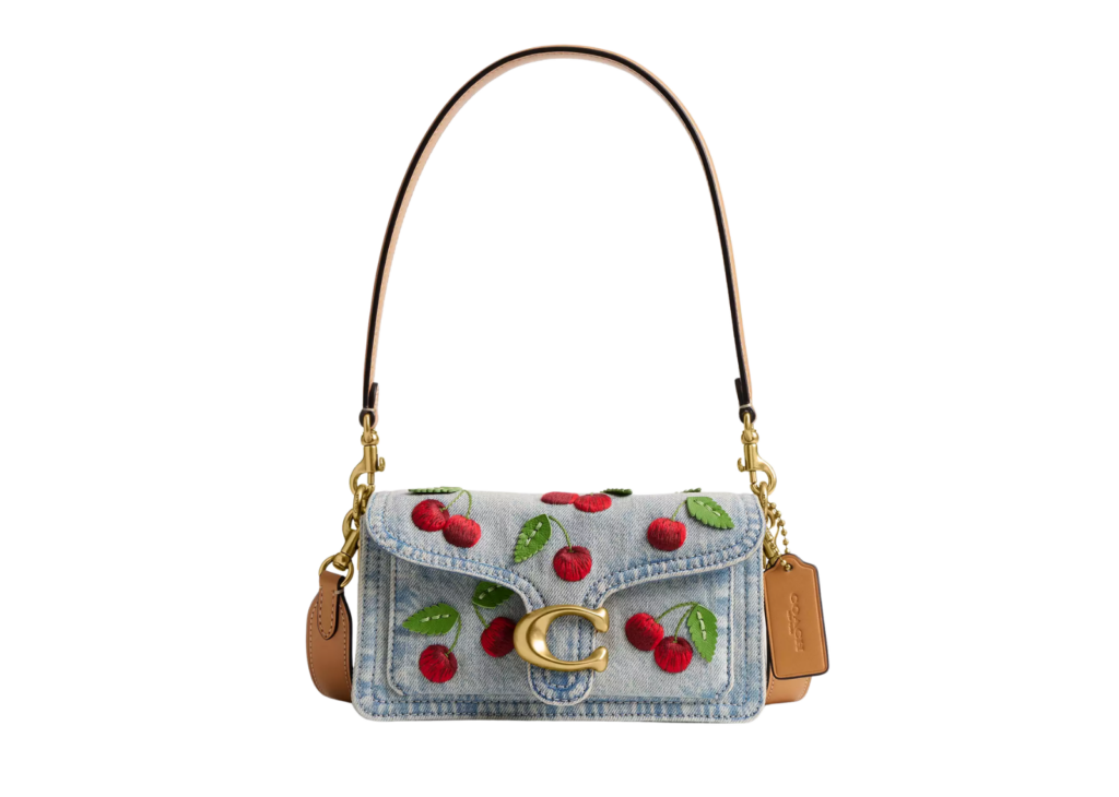 Davenzarry | Coach Tabby Shoulder Bag 20 With Cherry Embroidery Brass/Denim | View 4