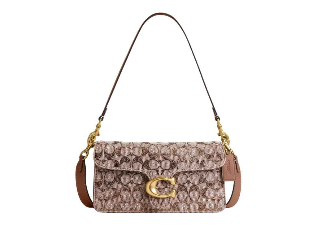 Davenzarry | Coach Tabby Shoulder Bag 26 Crystal Signature Jacquard Brass/Mushroom | View 6