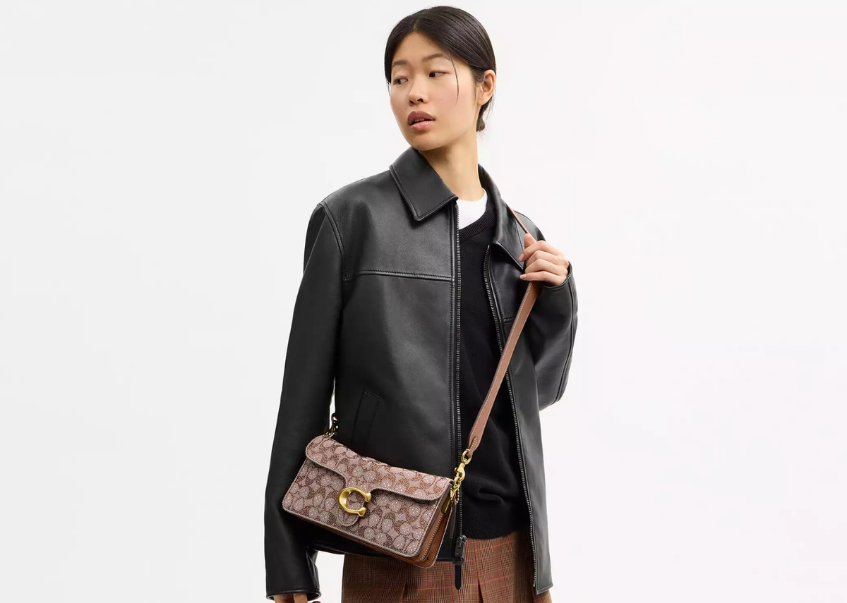 Davenzarry | Coach Tabby Shoulder Bag 26 Crystal Signature Jacquard Brass/Mushroom | View 5