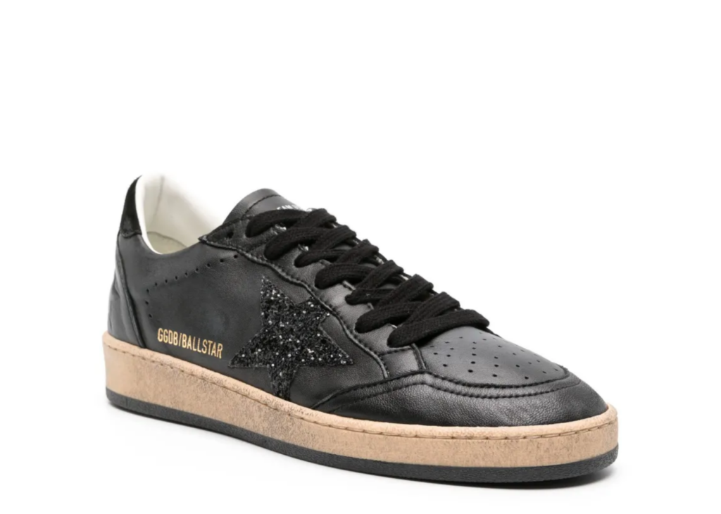 Davenzarry | Golden Goose Ball Star Black Nappa Black Glitter Star Black Suede Heel Tab - Women's | View 5