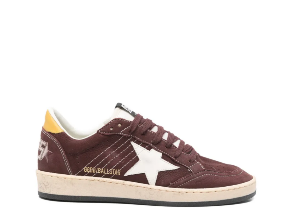 Davenzarry | Golden Goose Ball Star Chocolate Nubuck White Leather Star Honey Heel Tab - Women's | View 4