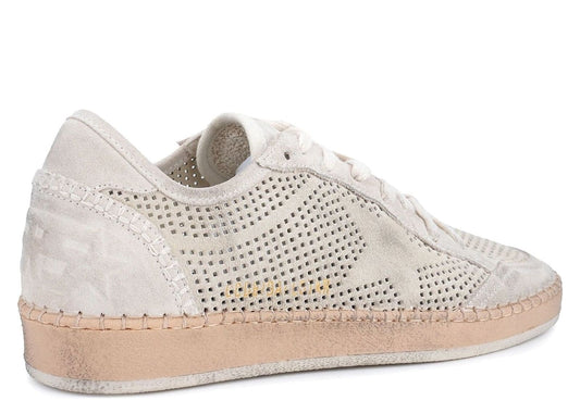 Davenzarry | Golden Goose Ball Star Perforated Beige Suede Tone-on-Tone Star | View 2