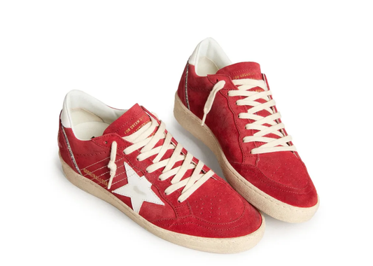 Davenzarry | Golden Goose Ball Star Red Suede White Leather Star Red Heel Tab - Women's | View 2