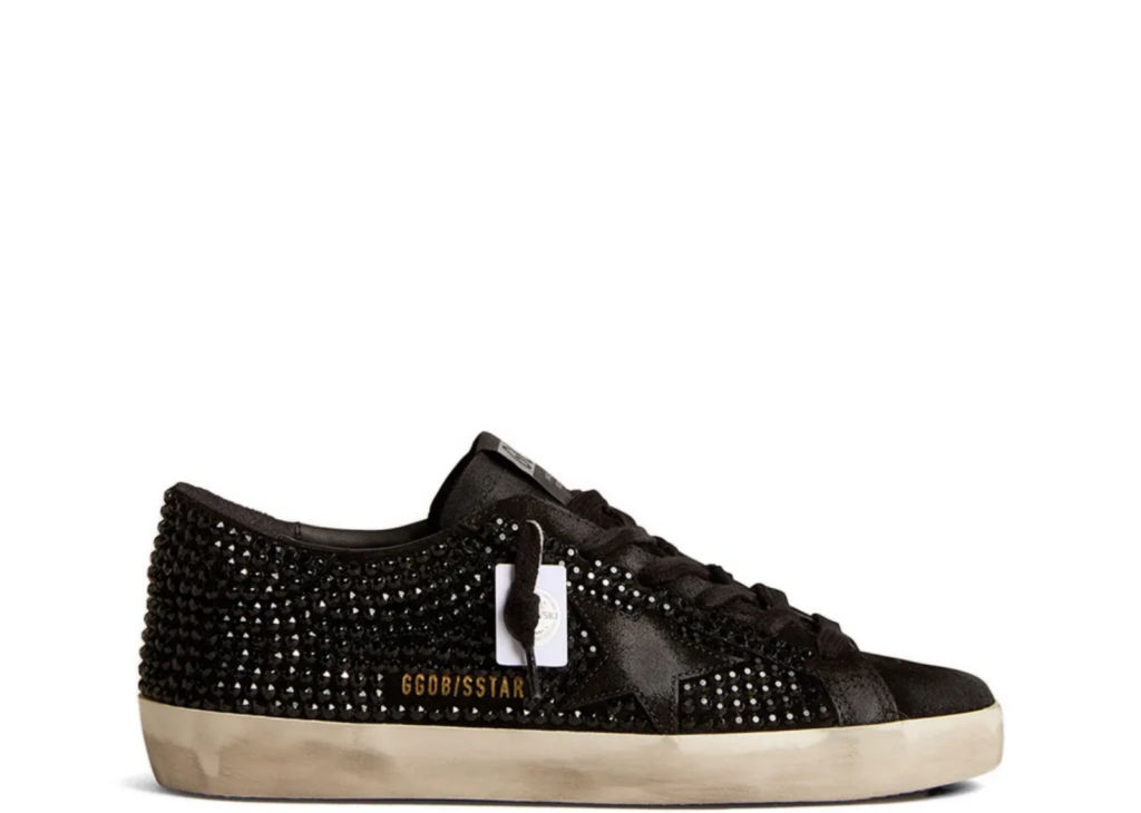Davenzarry | Golden Goose Super-Star Black Suede Black Suede Star Swarovski Crystals - Women's | View 4
