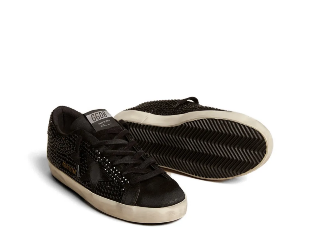 Davenzarry | Golden Goose Super-Star Black Suede Black Suede Star Swarovski Crystals - Women's | View 6