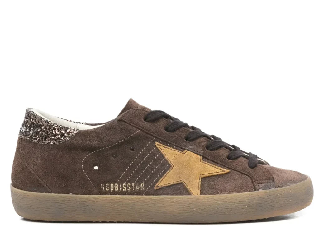 Davenzarry | Golden Goose Super-Star Brown Suede Glitter Star - Women's | View 4