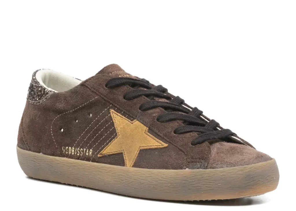 Davenzarry | Golden Goose Super-Star Brown Suede Glitter Star - Women's | View 5