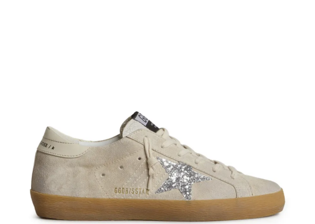 Davenzarry | Golden Goose Super-Star Ice Gray Suede Silver Glitter Star - Women's | View 4