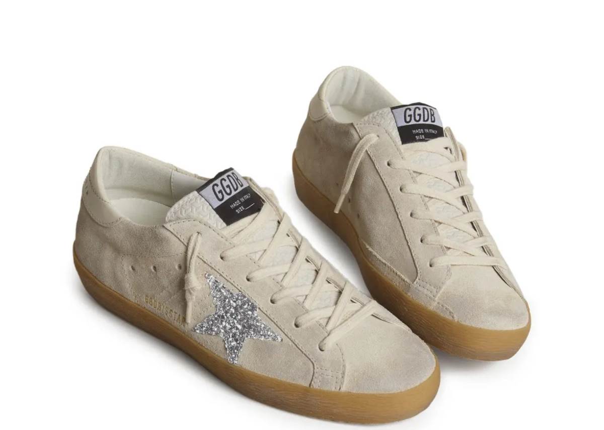 Davenzarry | Golden Goose Super-Star Ice Gray Suede Silver Glitter Star - Women's | View 2
