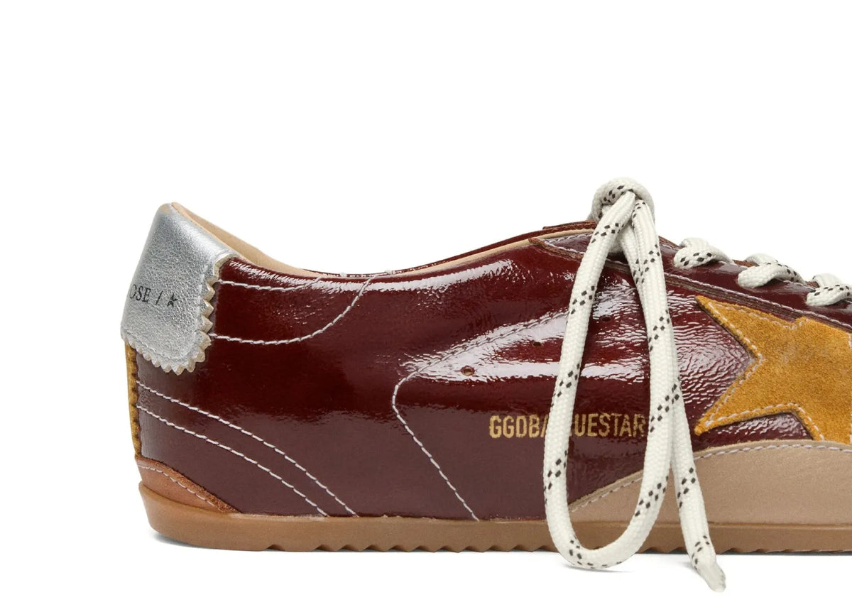 Davenzarry | Golden Goose True-Star Burgundy Naplak Yellow Suede Star Silver Heel - Women's | View 4