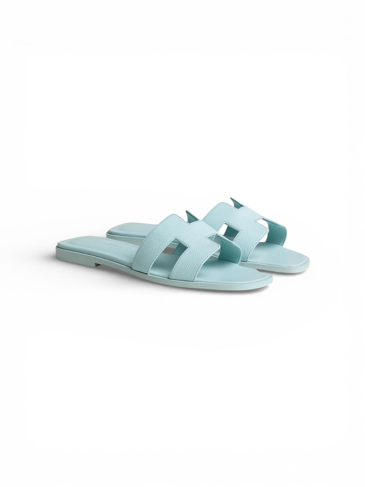 Davenzarry - Hermès Oran Sandals in Calfskin Bleu Brume - Image 1