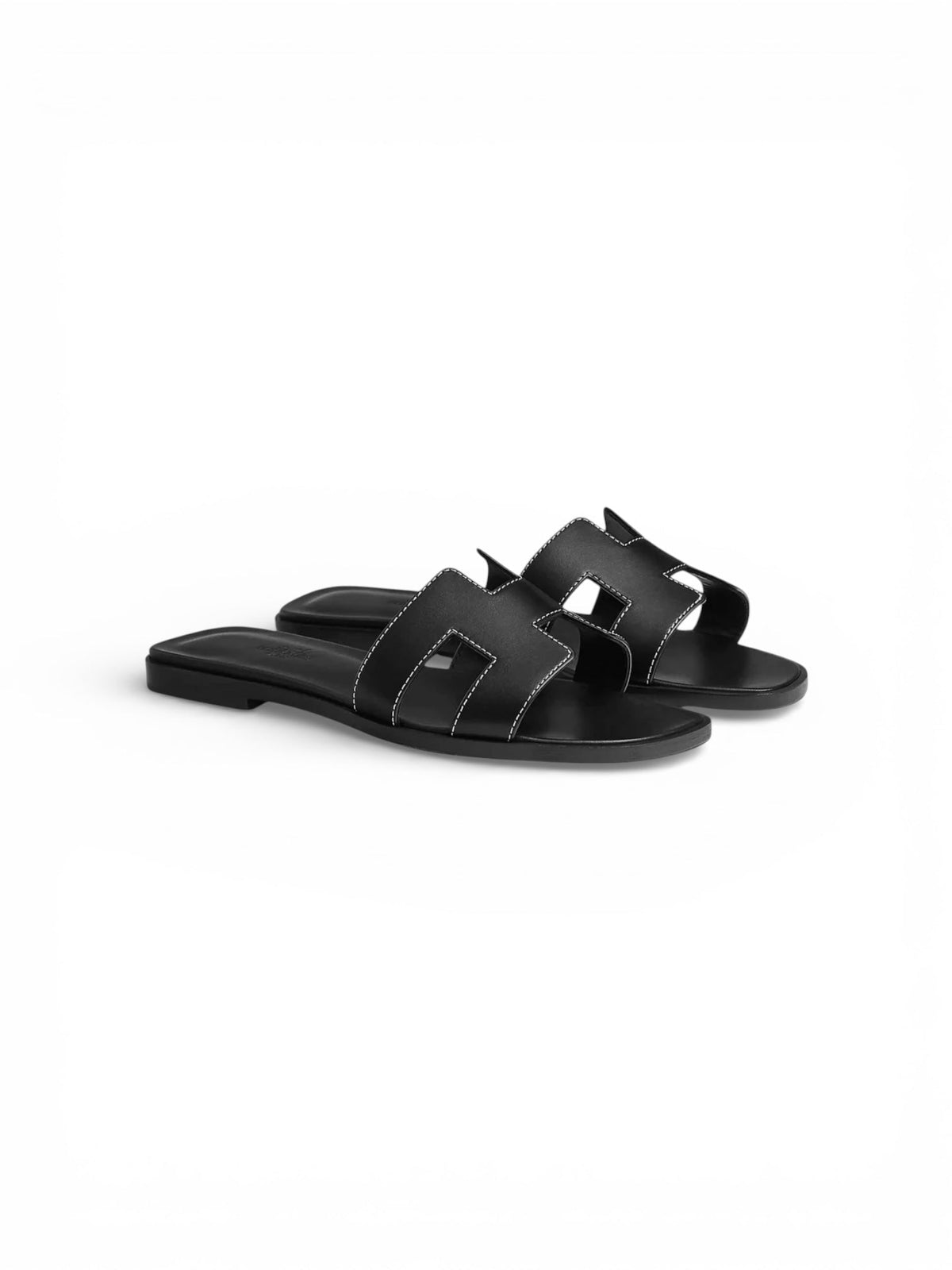 Davenzarry - Hermès Oran Sandal Box Calfskin Noir - Image 1