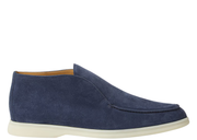 Davenzarry | Loro Piana Open Walk Ankle Boot Suede Dark Deep Sea | View 1