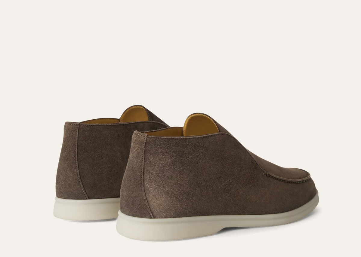 Davenzarry | Loro Piana Open Walk Ankle Boot Suede Warm Gray | View 3