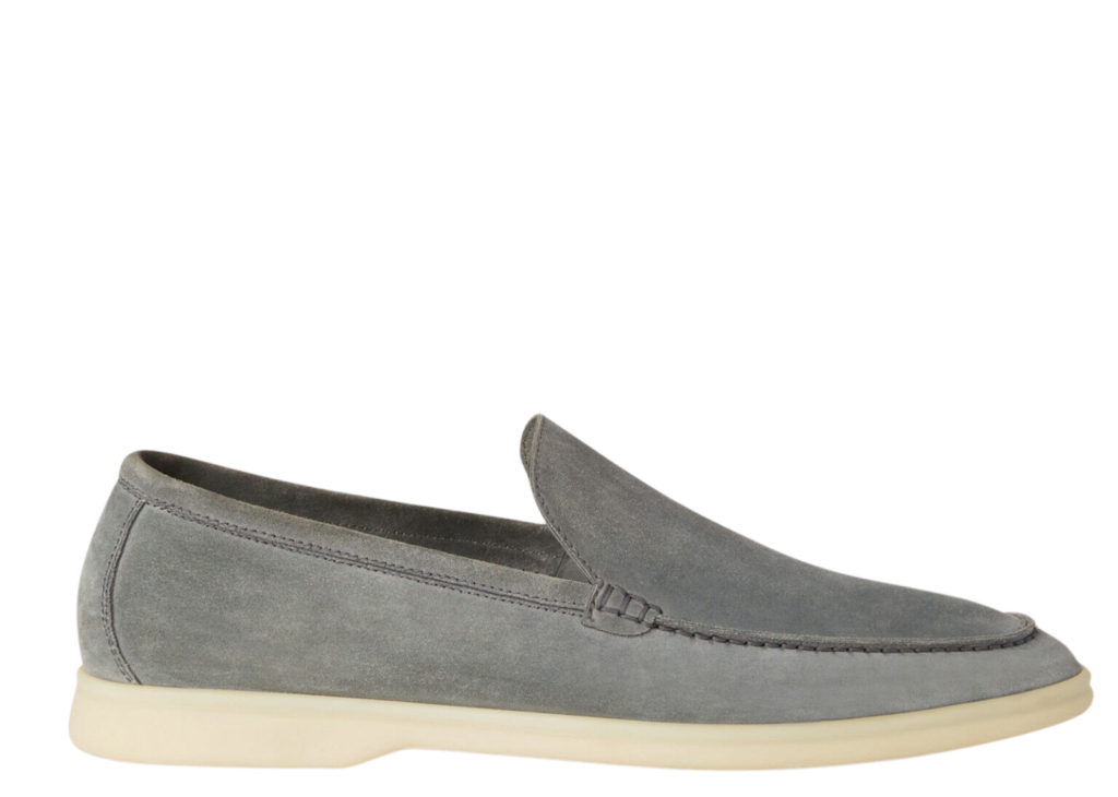 Davenzarry | Loro Piana Summer Walk Loafer Suede Gull Gray | View 4