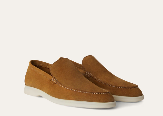Davenzarry | Loro Piana Summer Walk Loafer Suede Tan | View 2