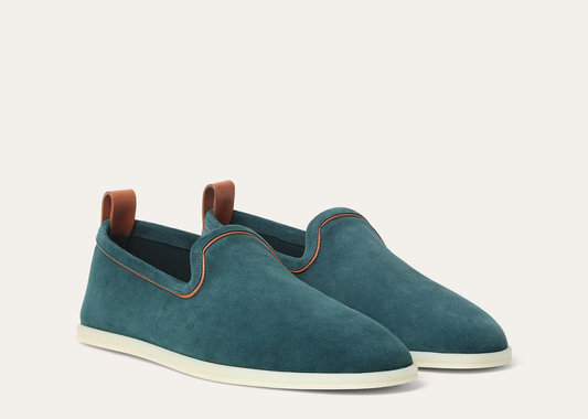 Davenzarry | Loro Piana Venice Walk Loafer Suede Atlantic Deep | View 2