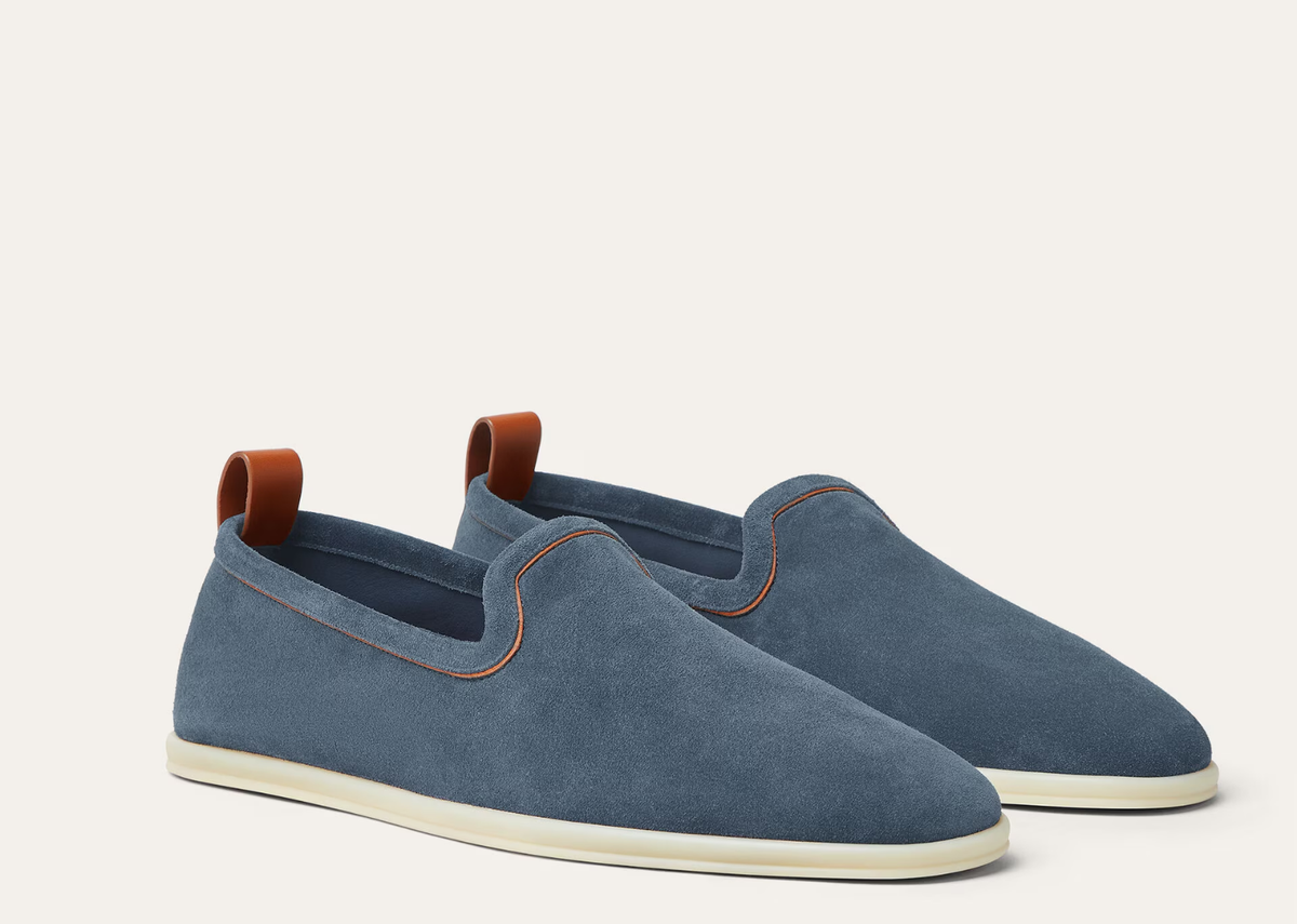 Davenzarry | Loro Piana Venice Walk Loafer Suede Black Figs | View 2